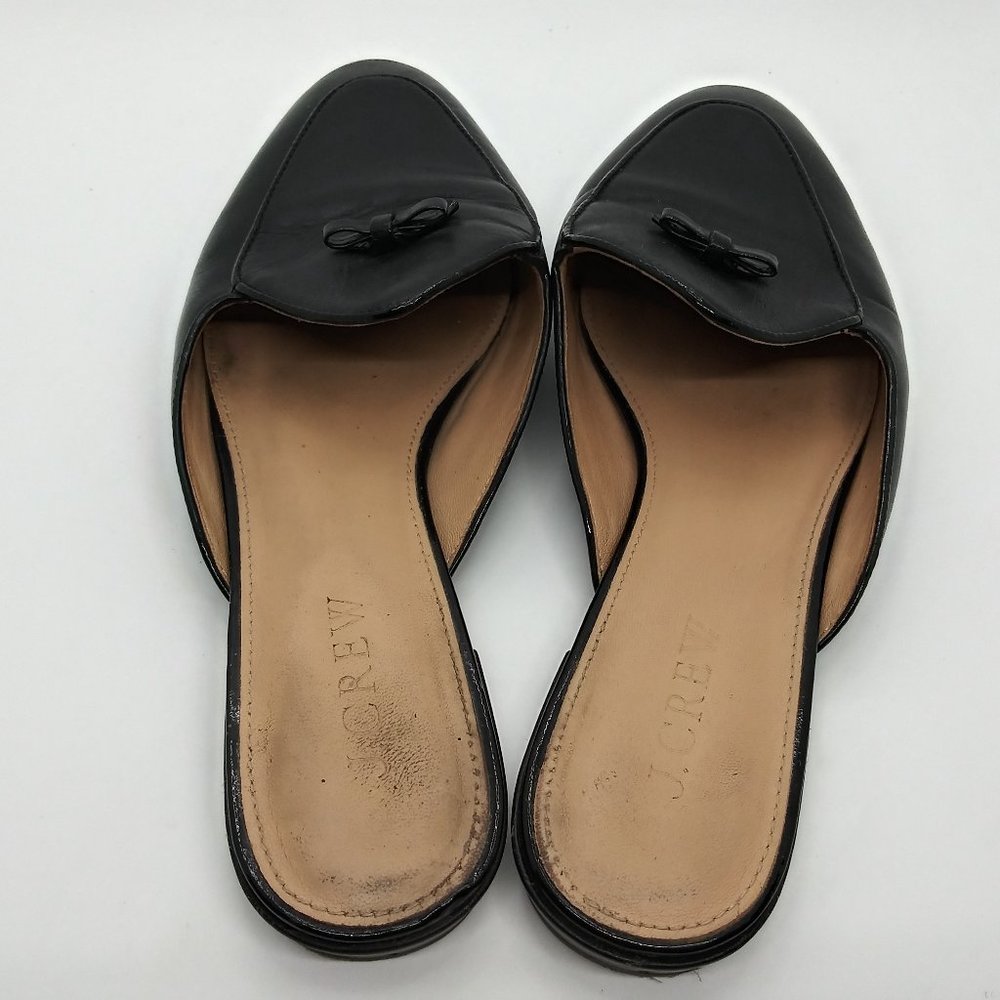 J.Crew Black Piped Pointed-Toe Bow 6.5 Slides View 5